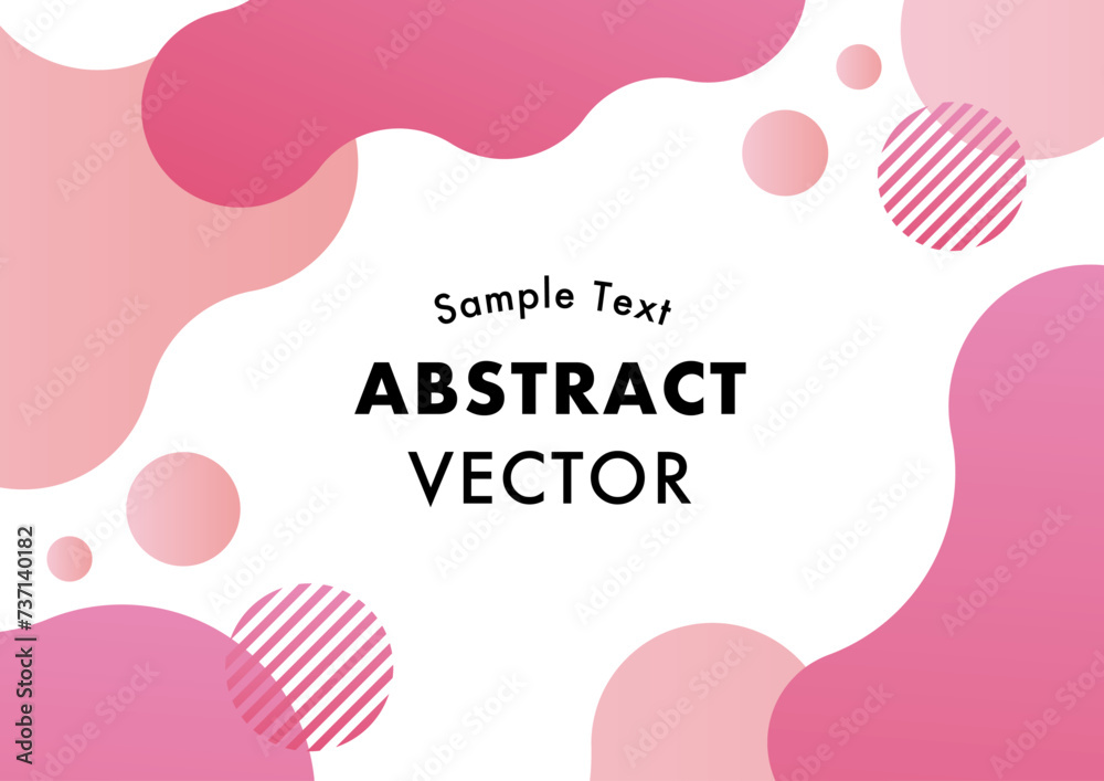 抽象的　フレーム  シェイプ　ピンク　ウェーブ