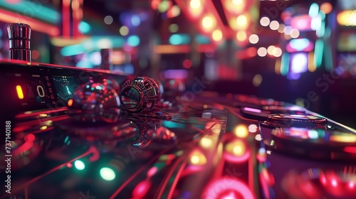 Casino Background with Colorful Lights and Fla