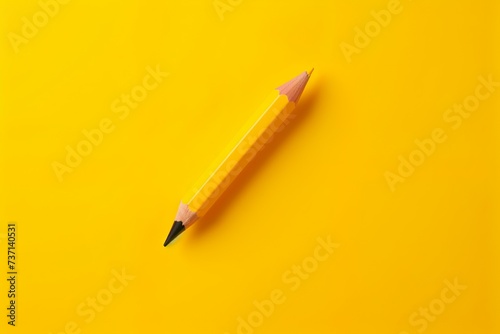 3d Yellow crayon drawing pencil writing on yellow background for art designer and education stationary  