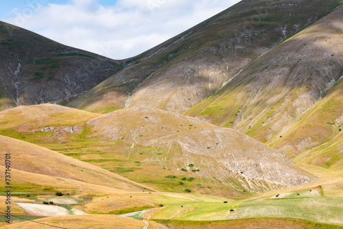 beautiful panorama of the Plain of Castelluccio of Norcia, Umbria photo