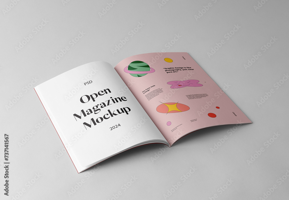 Open A4 Magazine Mockup Stock Template | Adobe Stock