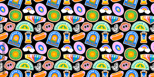 Fotografia Funny retro text quote sticker seamless pattern