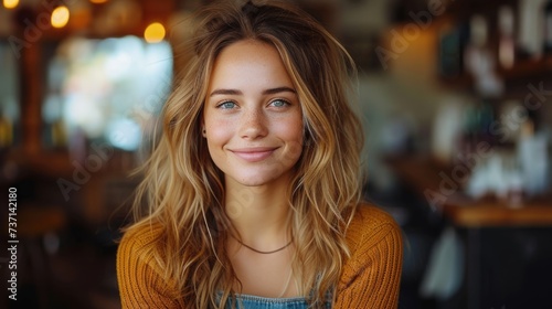 Warm Smile in a Cozy Cafe