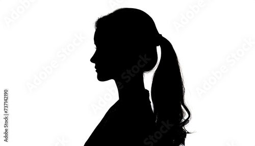 Silhouette of young woman with long hair on white background © Loliruri