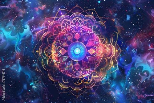 Wallpaper of indian mandala in colour gradient 