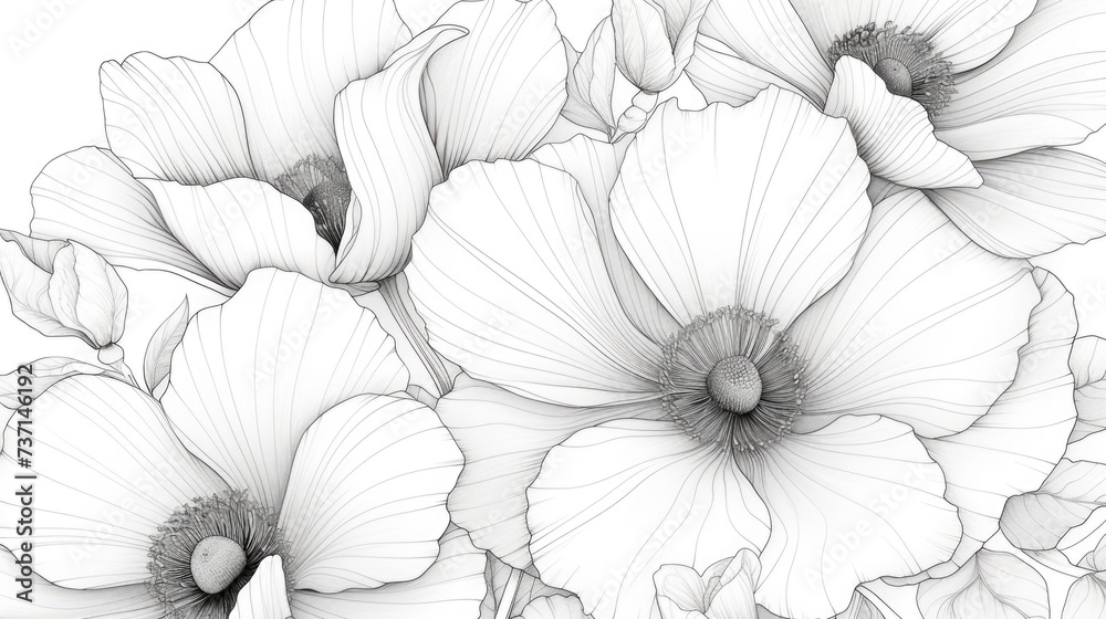 Elegant Pencil Drawn Flowers Artwork