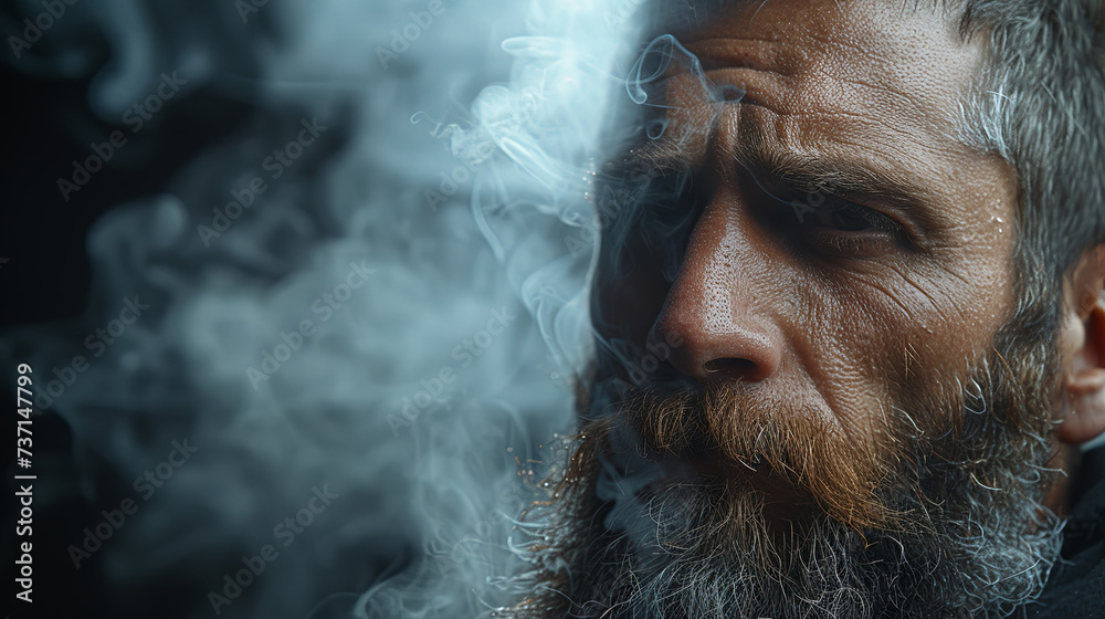 A man smokes an electronic cigarette - obrazy, fototapety, plakaty 