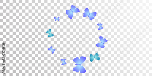 Romantic blue butterflies cartoon vector wallpaper. Spring funny insects. Simple butterflies cartoon dreamy background. Delicate wings moths graphic design. Fragile creatures. photo