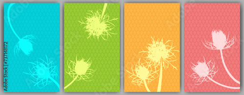 Carrot flower banners vector design. Abstract fluffy dandelions.