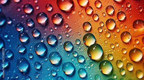 Horizontal AI illustration rainbow droplets on a vibrant canvas. Background and textures concept.