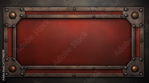 Thin rusty metal frame border, red, bronze, bolt, nail, rectangle