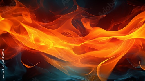 Horizontal AI illustration serpentine flames in dynamic play. Background and textures concept.