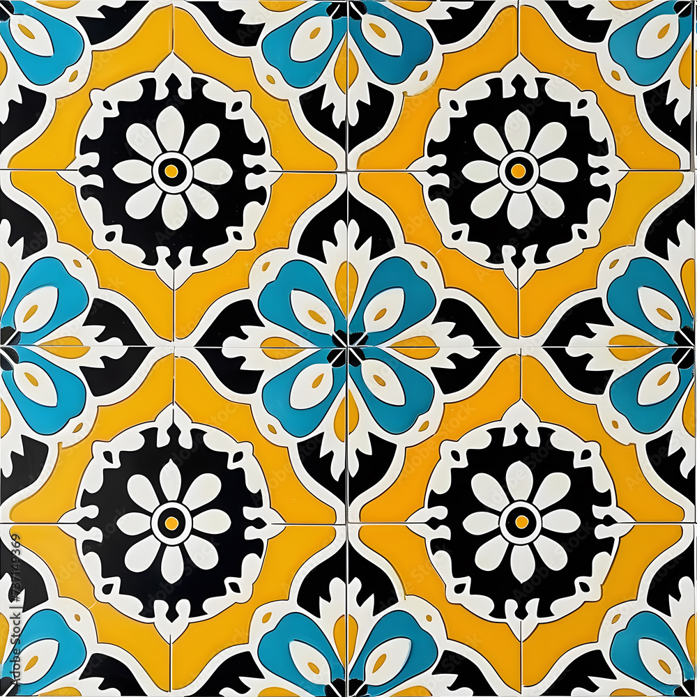 Fototapeta premium Retro vintage seamless tile pattern background