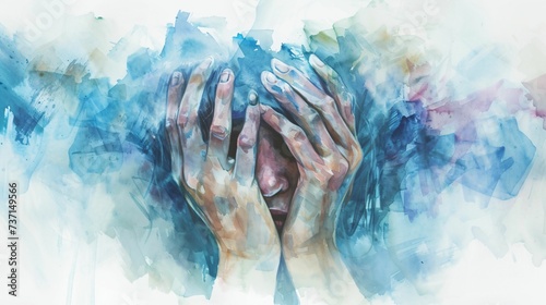 Le harcèlement à l'école, bien être et mal être, illustration aquarelle ia générative