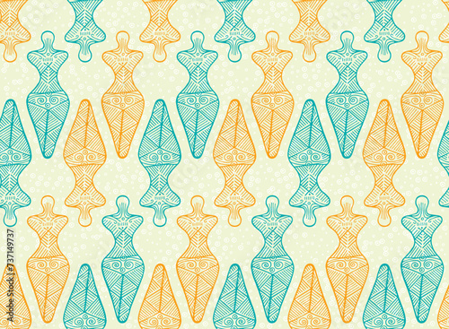 Pagan goddess trypillian culture endless pattern. Decorative trypillia culture ethnic