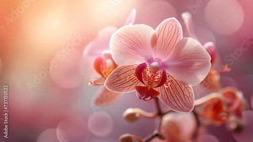 A captivating close-up shot of an Orchid flower. Generate AI.
