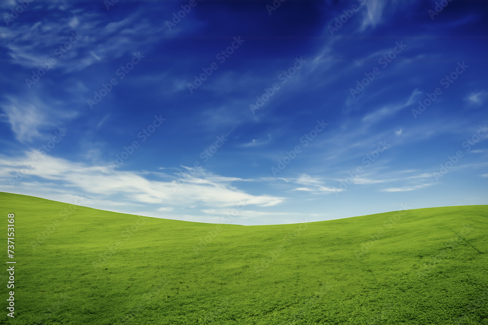 green field and blue sky