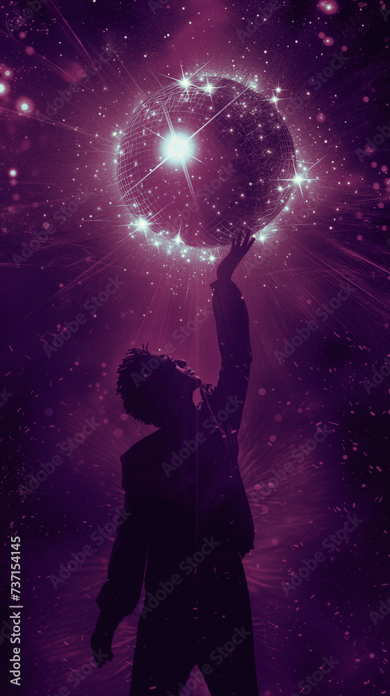 silhouette of a person with a disco ball,ai silhouette of a person with a disco ball,ai
