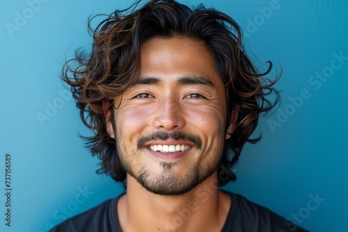 A positive and confident Asian man, laughing in a stylish portrait of success and happiness.
