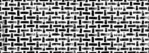 Hand drawn brick or textile seamless banner design. Hand drawn various bold brush strokes.