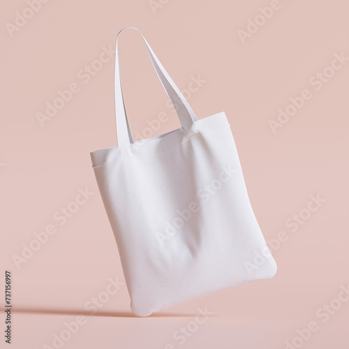 Textile tote bag for shopping mockup. 3D illustration