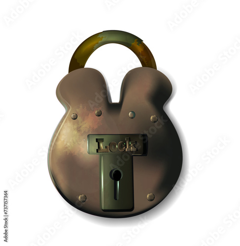 Antique massive bronze door lock