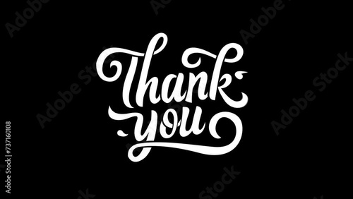 Animated thank you handwritten in white ink drops on transparent background.  4K Alpha Channel. Perfect for celebrations, wishes, events, holidays, messages, and festivals.