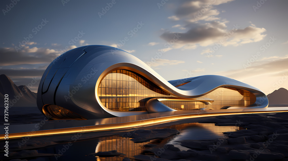 Modern abstract style cube shape building exterior Modern abstract style cube shape building exterior