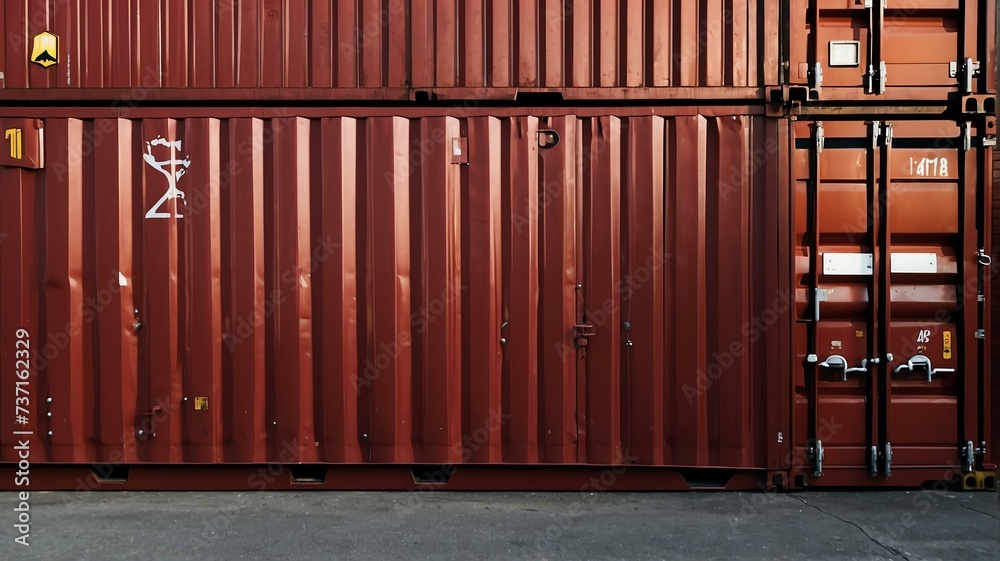 Container Wall Background Red plain profiled metal wall of a cargo container background from ...