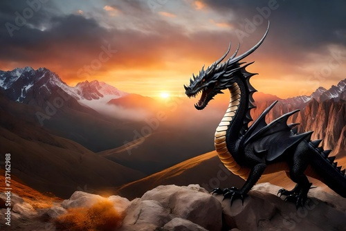 dragon in sunset