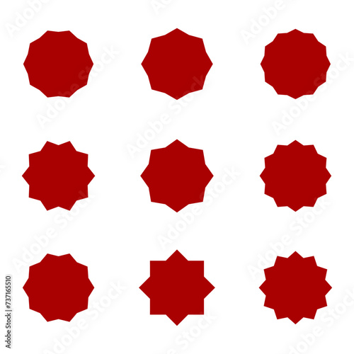 Abstract red geometric vector frames for infographics, web design and unique modern designs. Set of 9 frame elements in the form of 12 finite stars photo