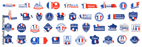 Made in France with flag set icon photo