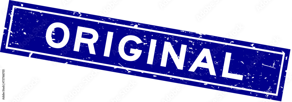 Fototapeta premium Grunge blue original word square rubber seal stamp on white background