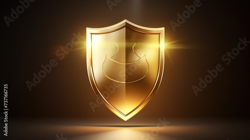 Background Modern 3d illustration of golden shield for protection