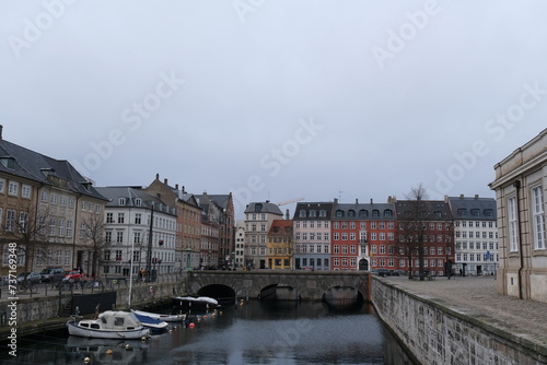 Obraz na płótnie Fleuve et bâtiments Copenhague w salonie