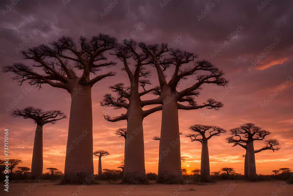 Baobab tree forest.  Generative AI, 생성형, 인공지능