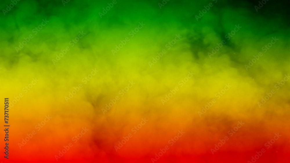 abstract background smoke curves and wave reggae colors green, yellow, red colored in flag of reggae music - obrazy, fototapety, plakaty 