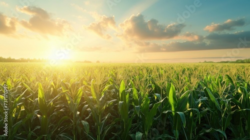 A Corn Field with a Fantastic Sunset and Clouds © artestdrawing