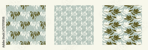 Modern botanical minimal wildflower vector pattern collection. Summer gender neutral pressed flower silhouette background. Simple nature floral paper cut out wallpaper wedding, hedgerow decor repeat.