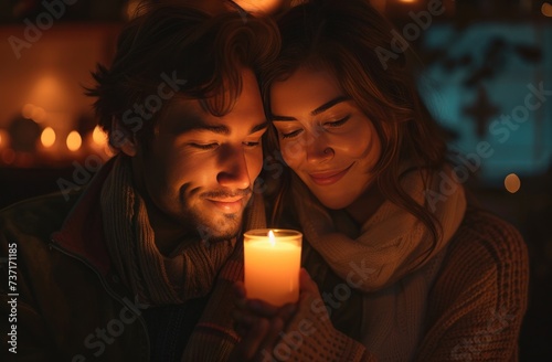 a handsome couple holding a candle candle