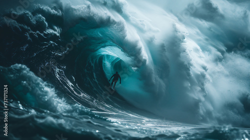 Surfer on huge wave. © Janis Smits