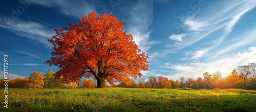 In summer, stunning orange and red trees bloom along with the beautiful sky.