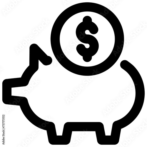 piggy bank vector outline icon