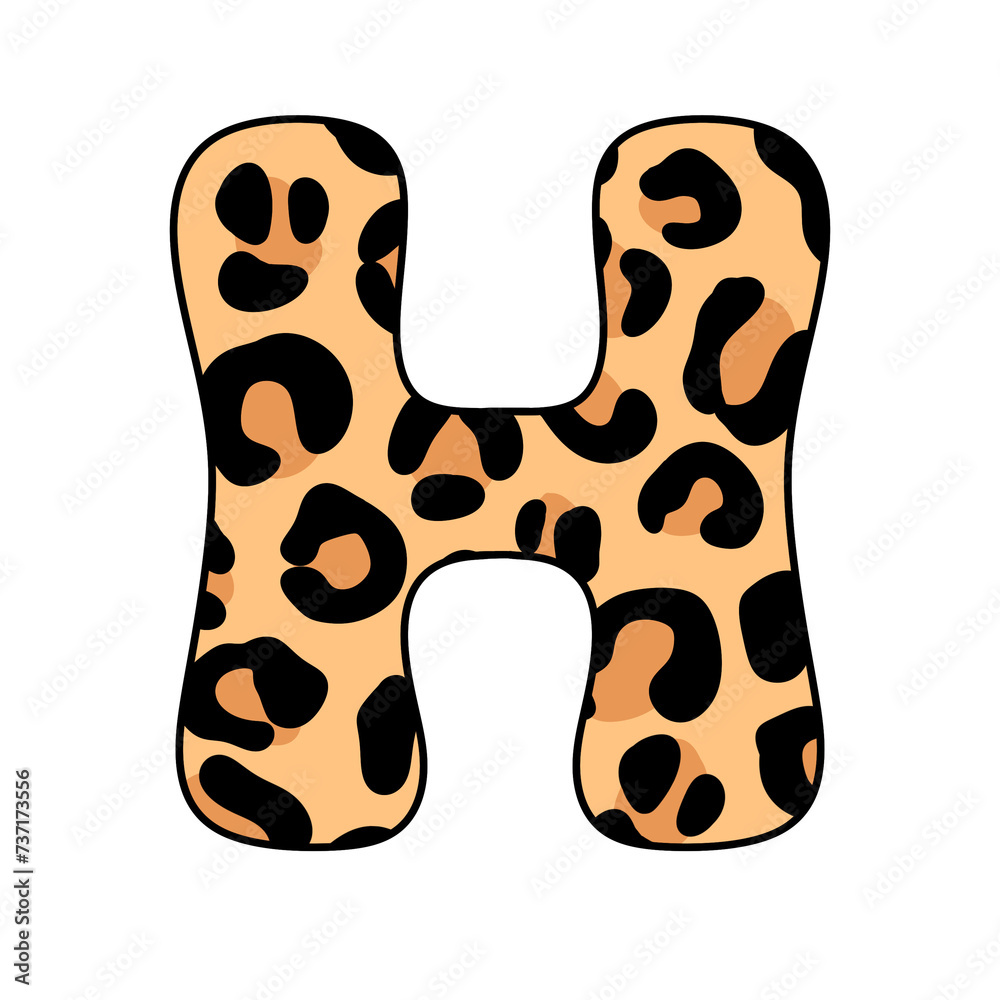 H Letter Leopard alphabet retro leopard skin wild animal safari H Letter Leopard alphabet retro leopard skin wild animal safari