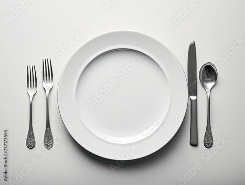 A White Plate With Knife, Fork, and Spoon