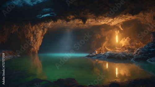 Heaven Lake in Cave Background Very Cool
