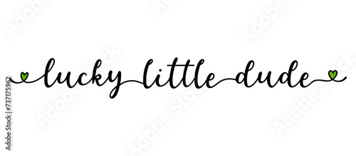 Fototapeta Naklejka Na Ścianę i Meble -  Lucky little dude handdrawn lettering quote isolated on white