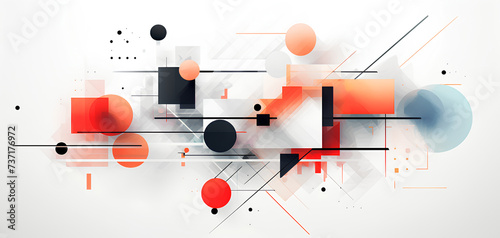 Minimalistic geometric banner. Chaotic composition of lines and geometric particles with blur. Modern web banner