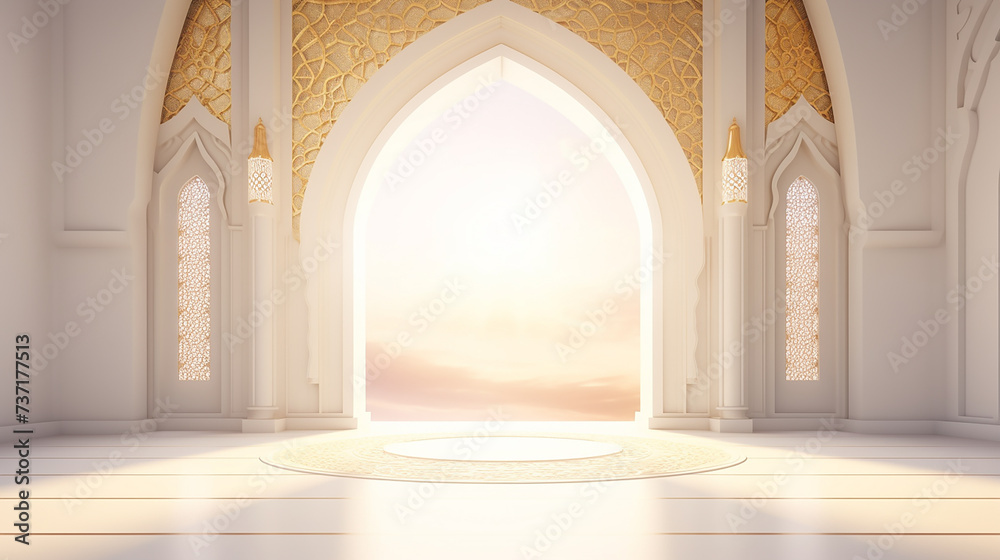 islamic background with 3d serene islam mosque portal ramadan 3d background