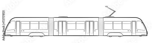 Modern city tram vector stock illustration.